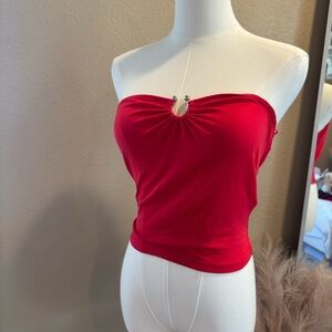 Red Strapless Top